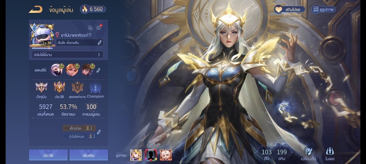 บัญชีนี้มีฮีโร่ 104 ตัวและสกิน 171 ชิ้น - uggame